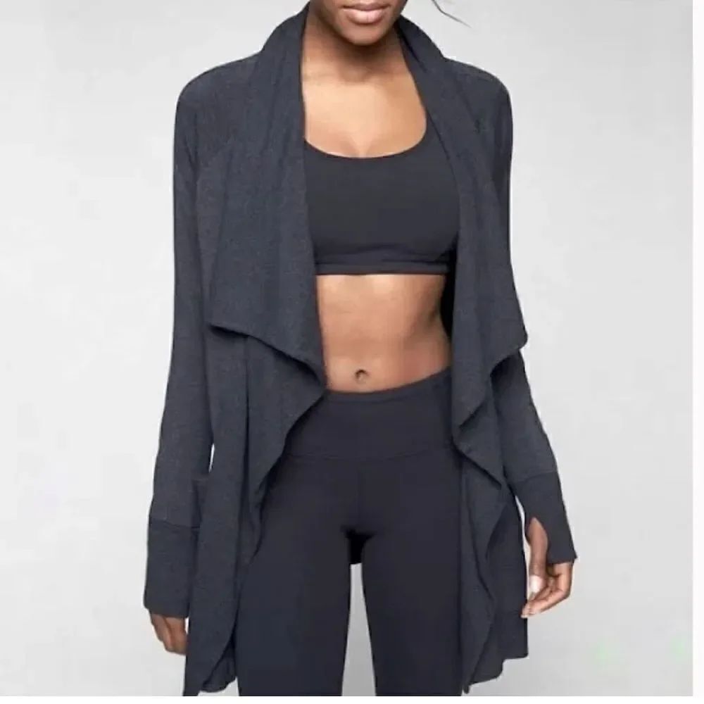 Athleta Gray Studio Wrap Cardigan